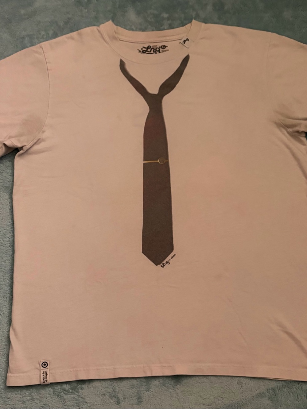 Lrg Light Pink Short Sleeve Tee with Printed Brown Tie